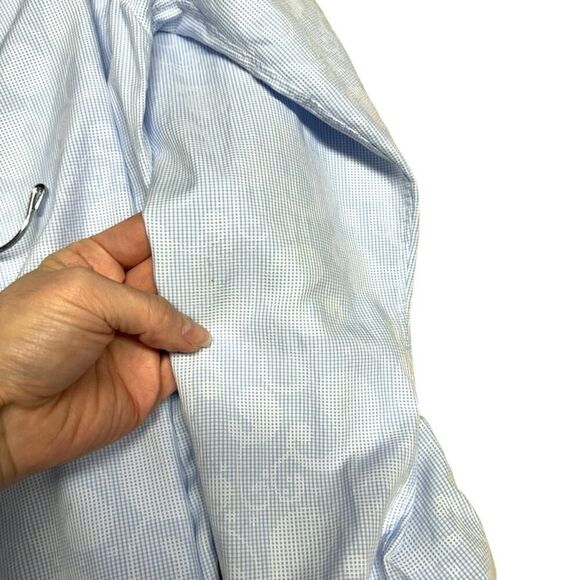 Robert Graham Mens 16 Flip Cuff Dress Shirt Button Down Light Blue Paisley M/L - Picture 8 of 15